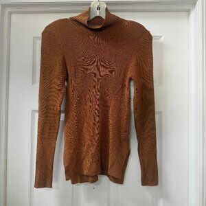 Intimately Free People Mock Neck Layering Top Rust Gold Brown size small (READ)